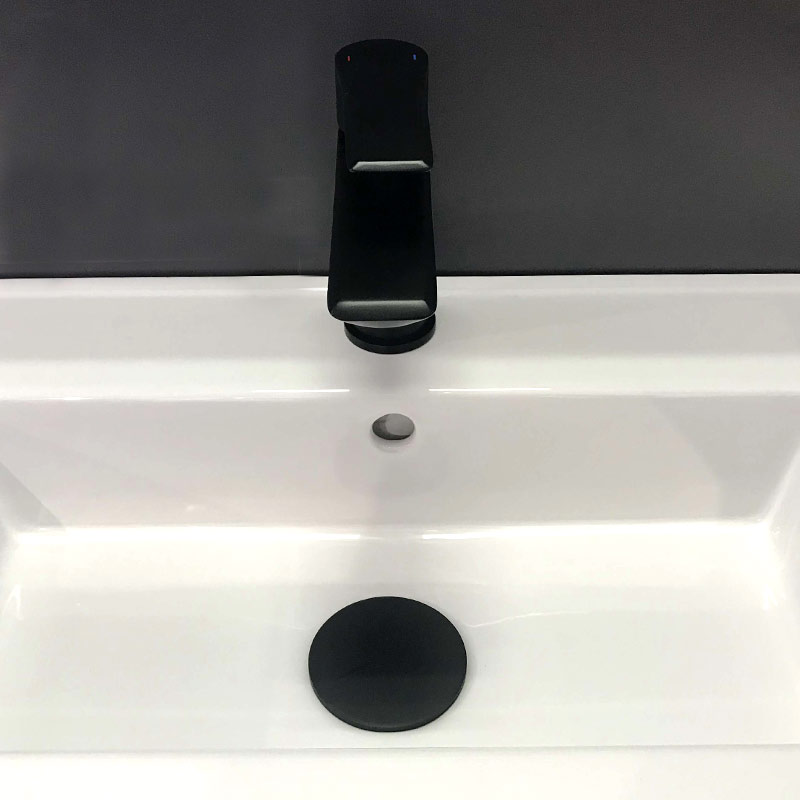 Bonde Clic-Clac universelle avec cache en résine noir mat