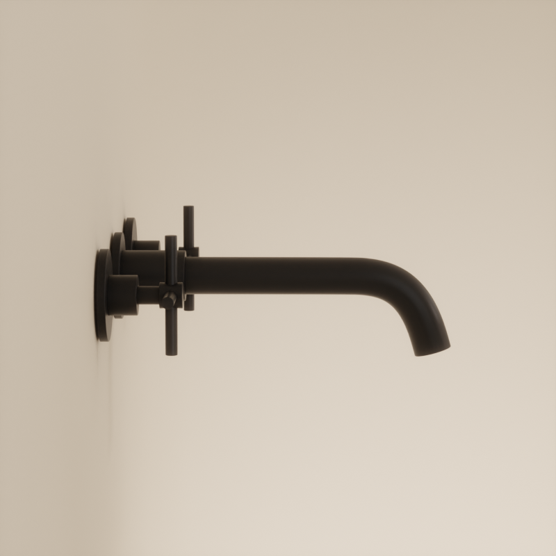 Robinet mélangeur lavabo mural encastré noir brossé, Châtelet
