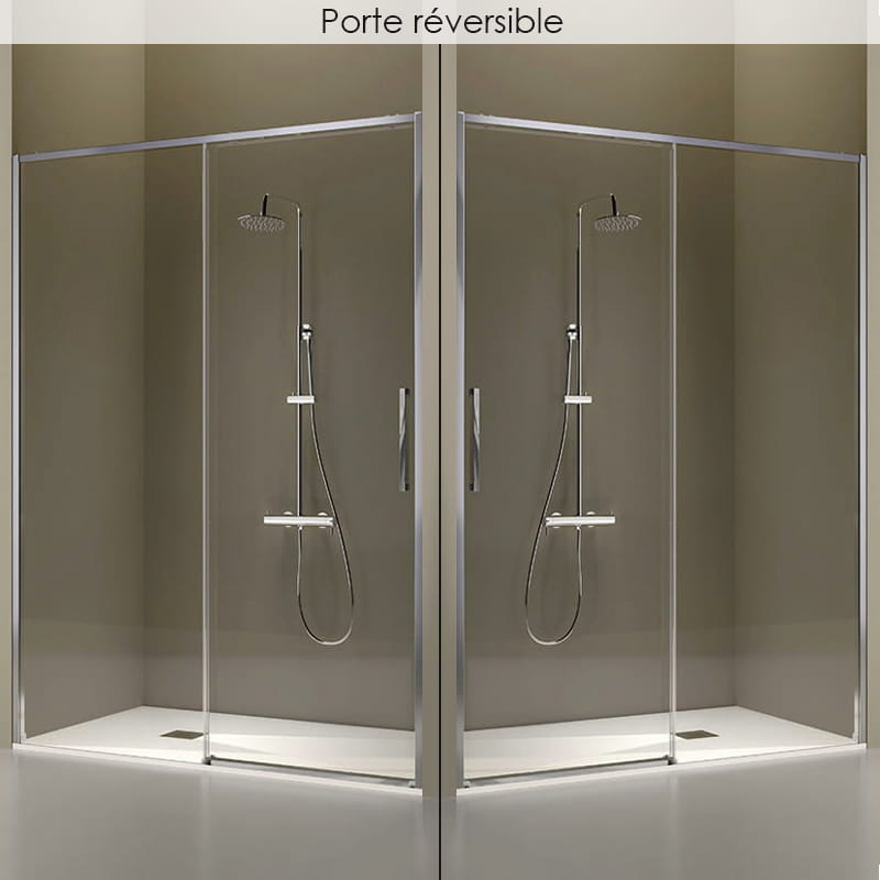 Porte de douche coulissante sur mesure, de 106 à 182.6cm, profilé Chromé, Delta