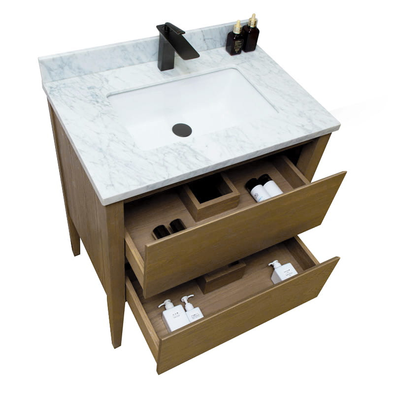 Meuble avec plan vasque, 75x50x90 cm, Fresne calacata, Diana