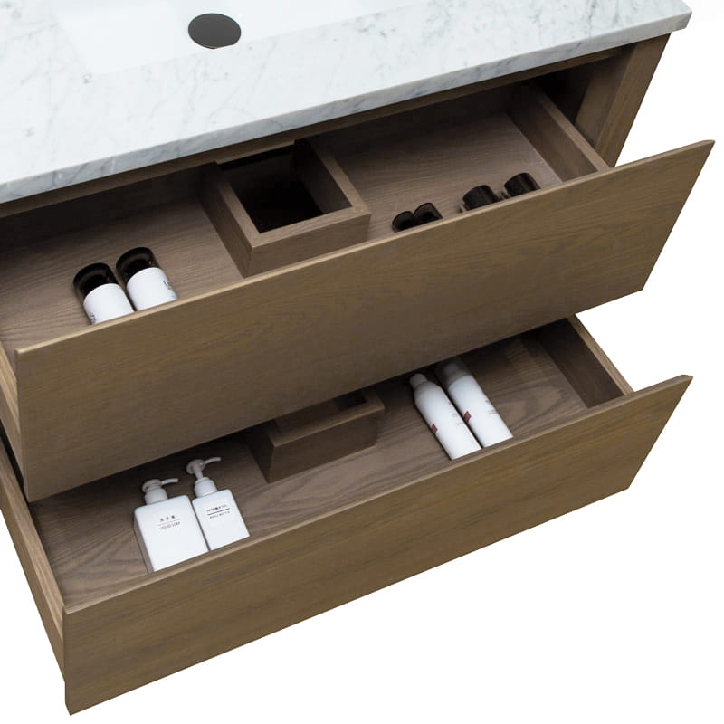 Meuble avec plan vasque, 90x50x90 cm, Fresne calacata, Diana