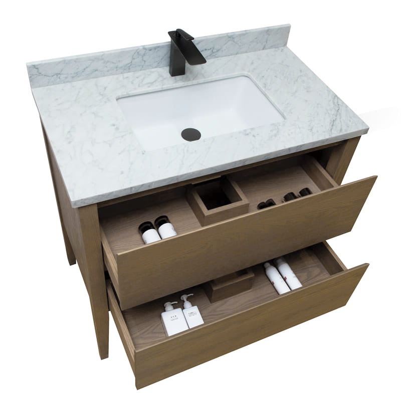 Meuble avec plan vasque, 90x50x90 cm, Fresne calacata, Diana