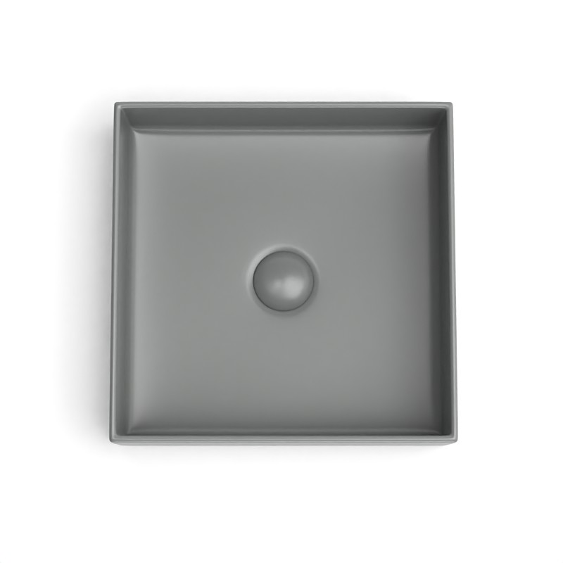 Vasque à poser, 35x35 cm, Gris ciment mat, Elvia
