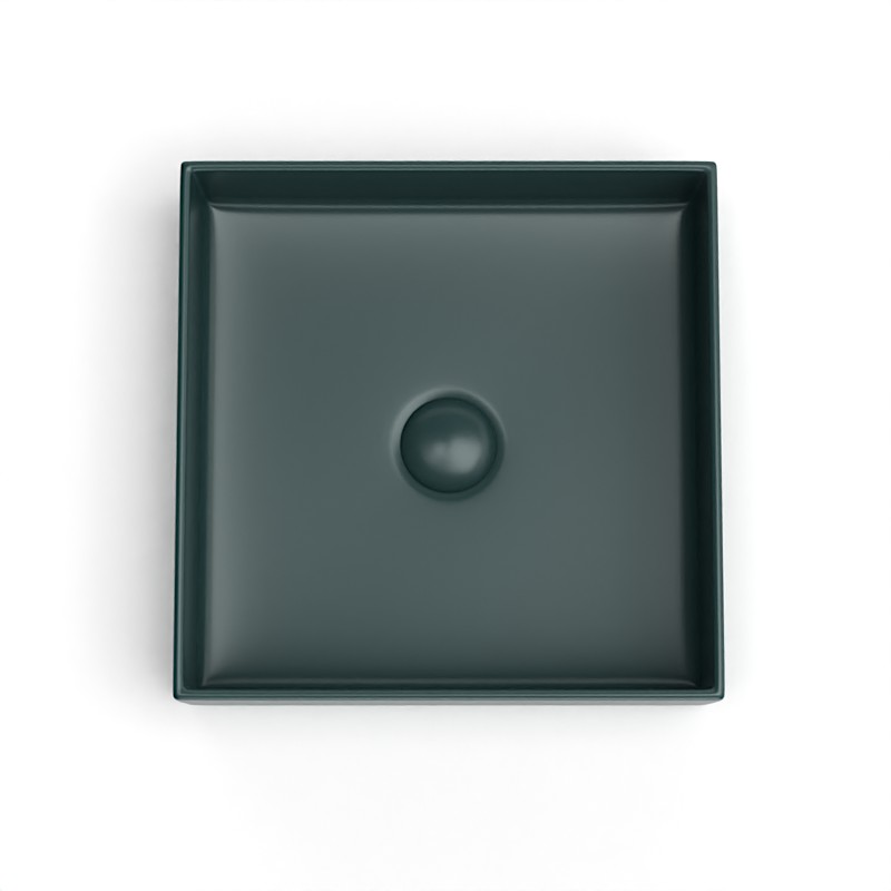 Vasque à poser, 35x35 cm, Vert foncé, Elvia
