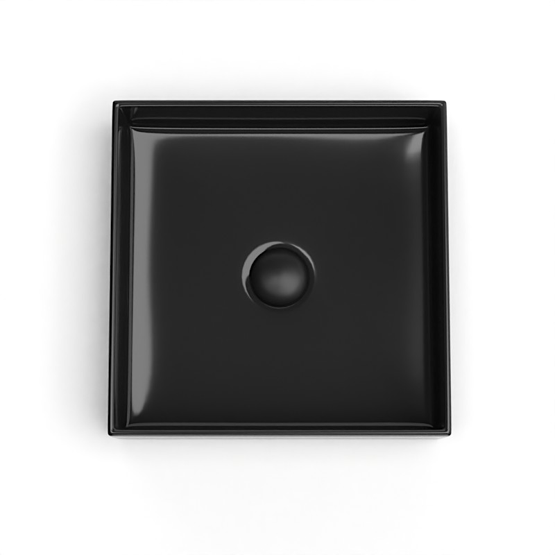 Vasque à poser, 35x35 cm, Noir brillant, Elvia