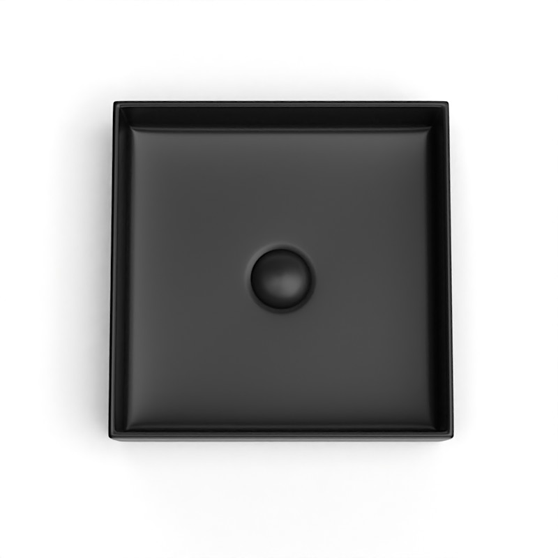 Vasque à poser 41 x 41 cm carrée, céramique, Noir mat, made in France, Desvres 