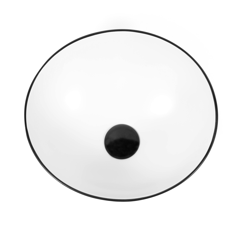Vasque à poser 41 x 37 cm ronde, céramique, Blanc mat avec liseré noir, made in France, Fil