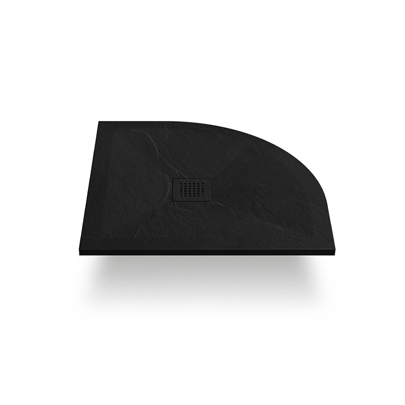 Receveur de douche 1/4 de rond 80 ou 90 cm, grille noire, Composite Noir, Fjord