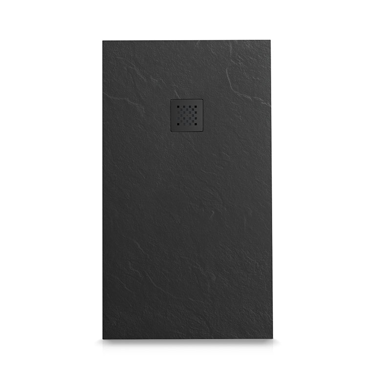 Receveur de douche 100x120, 140, 160 ou 200 cm. Grille noire, Composite Noir, Fjord