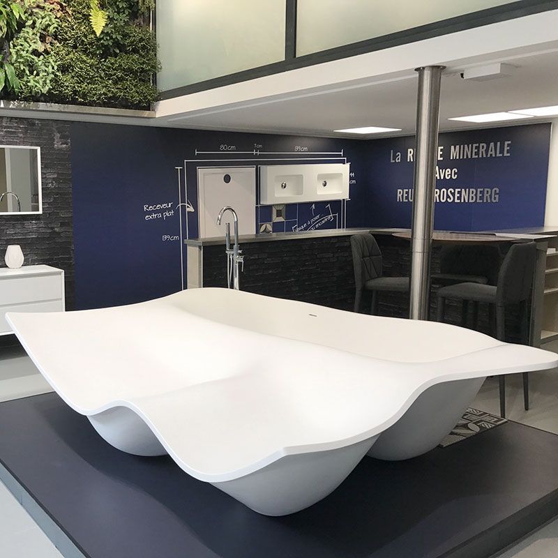 Baignoire îlot double Flow , 235X185 cm, composite mineral blanc mat