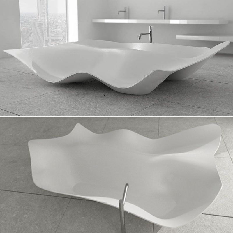 Baignoire îlot double Flow , 235X185 cm, composite mineral blanc mat