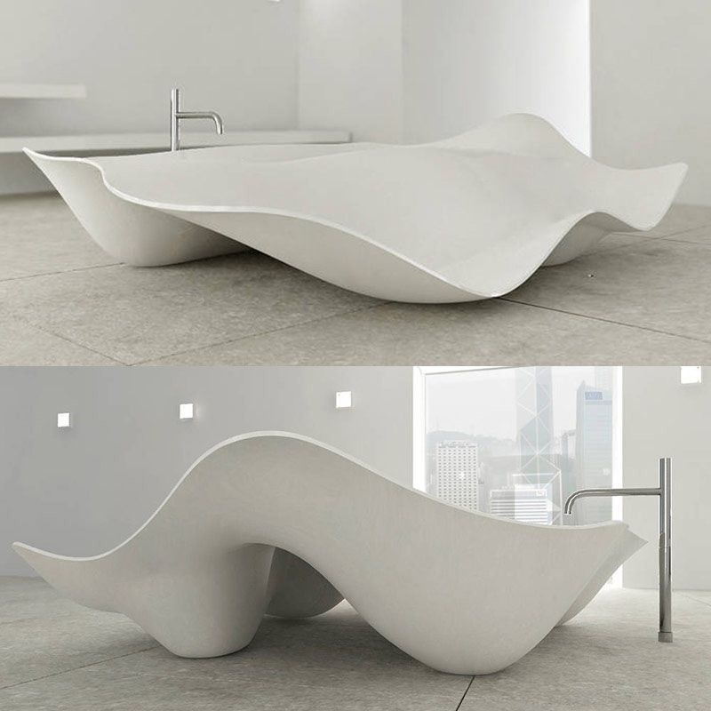 Baignoire îlot double Flow , 235X185 cm, composite mineral blanc mat