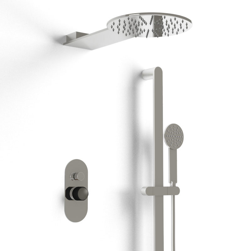 Composition mitigeur douche, chromé, manette personnalisable, Flow Round