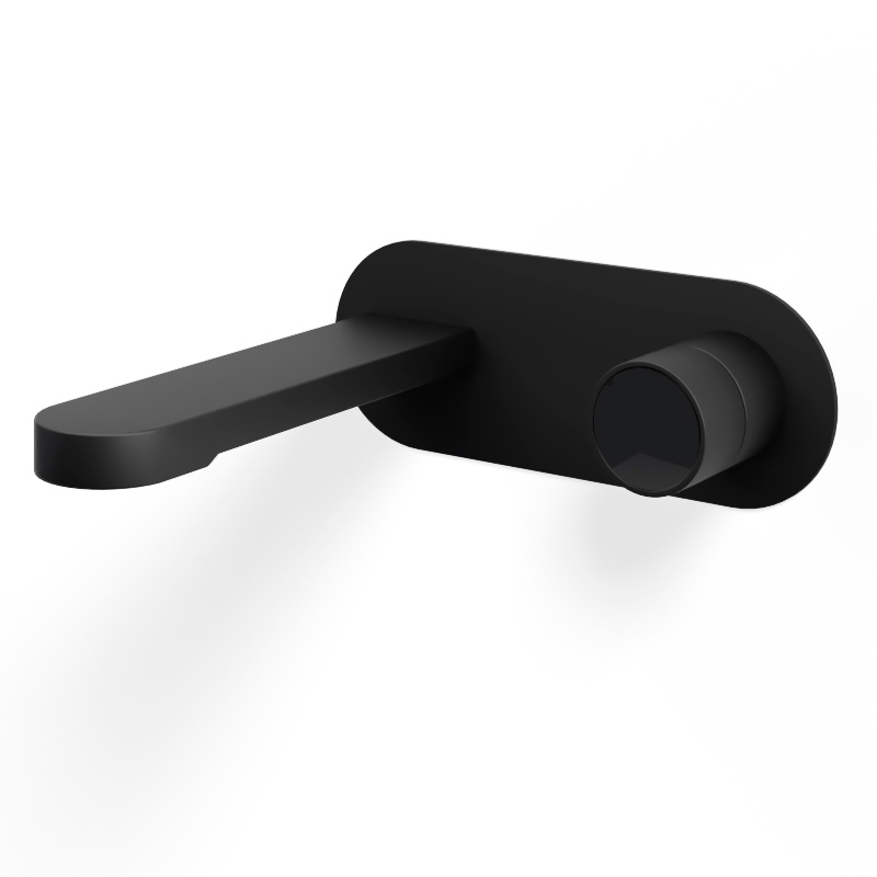 Mitigeur Lavabo encastré, noir mat, manette personnalisable, Flow Round