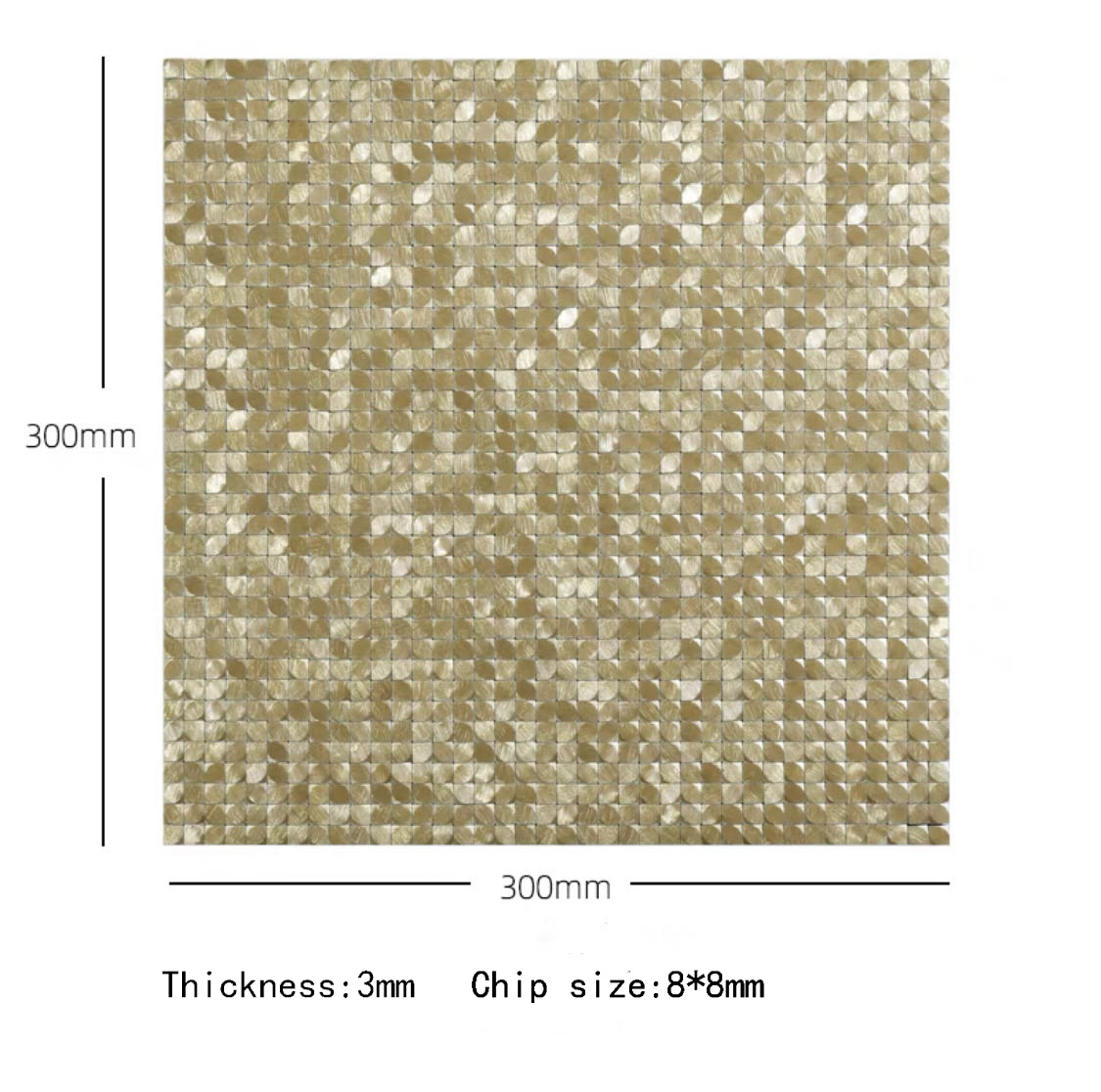 Mosaïque 30x30x3 Fractal Gold, Adhésive, Prix des 4 pièces