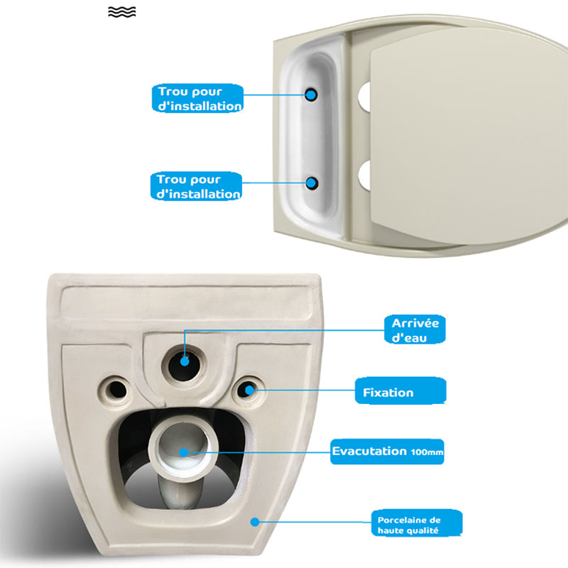 WC suspendu, gris clair mat + abattant slim, Globo
