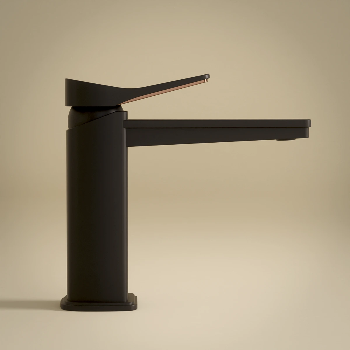 Robinet mitigeur lavabo noir et doré rose, Hix