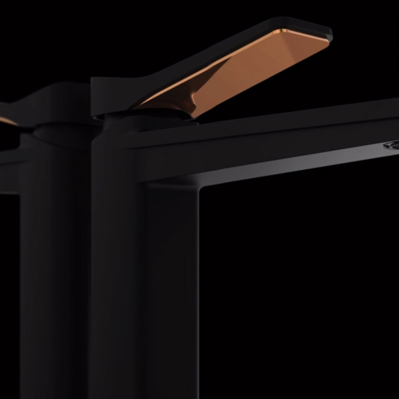 Robinet mitigeur lavabo surélevé noir et doré rose, Hix