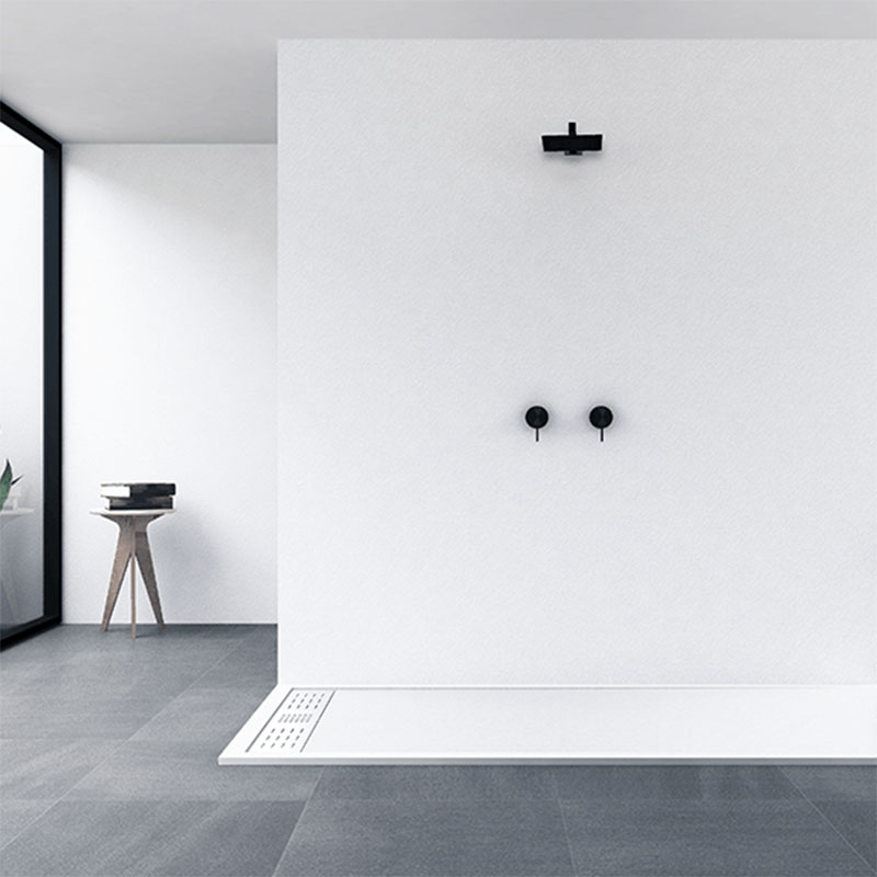 Receveur de douche 90x120, 140, 160 cm. Grille blanche, Composite Blanc, Jungle