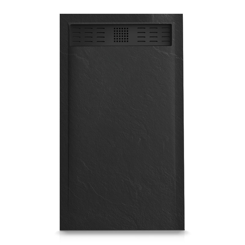 Receveur de douche 80x160 ou 200 cm. Grille noire, Composite Noir, Jungle