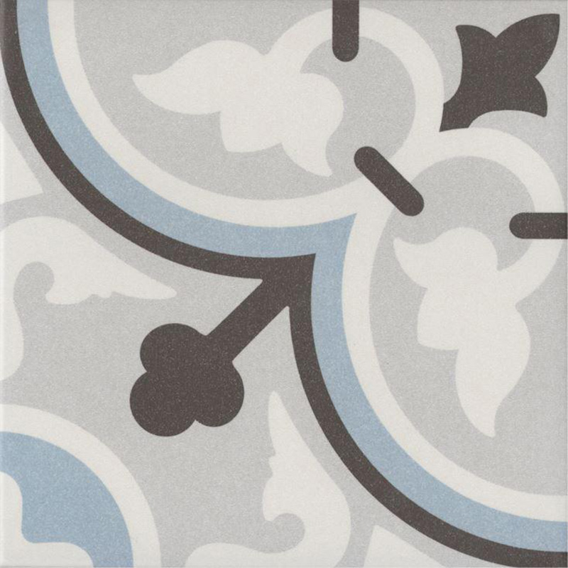 Carrelage mur et sol 20x20 cm imitation carreau de ciment, La Madeleine, Flavie Bleu