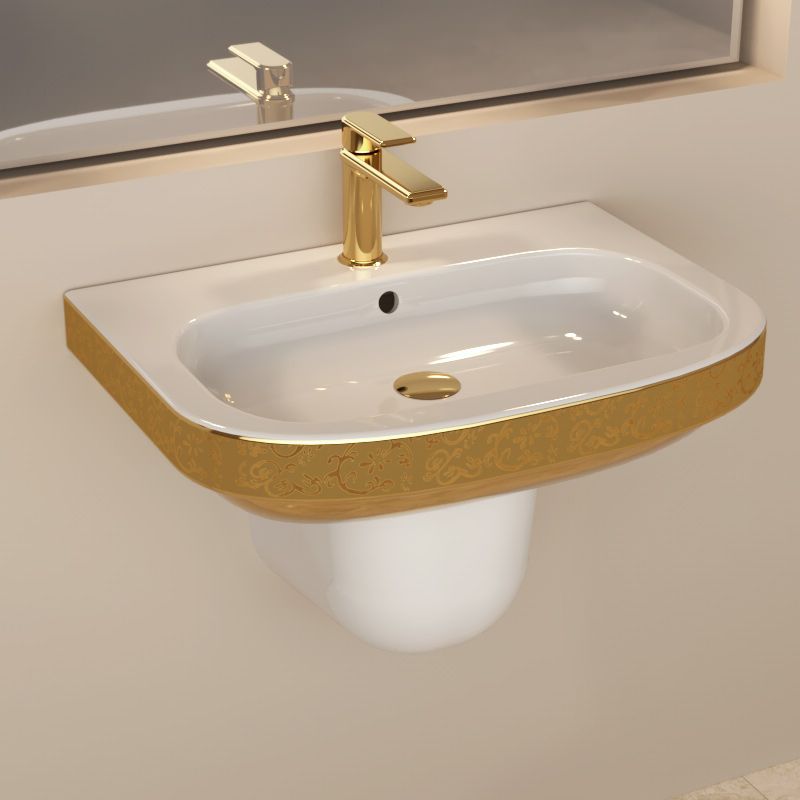  Lavabo suspendu Gold + demi colonne 59x39 cm, céramique