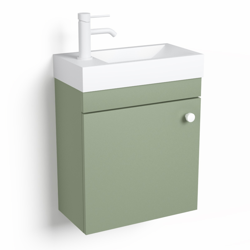 Lave-mains 44,5 x 23,7 cm, Vert arcilla, et vasque blanc mat, Alma