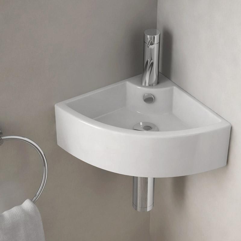Lave-mains d'angle suspendu 44x31 cm, céramique, Pure