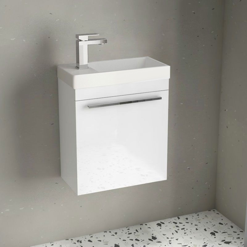 Meuble lave-mains blanc et vasque en résine mate , 44cm, Mini