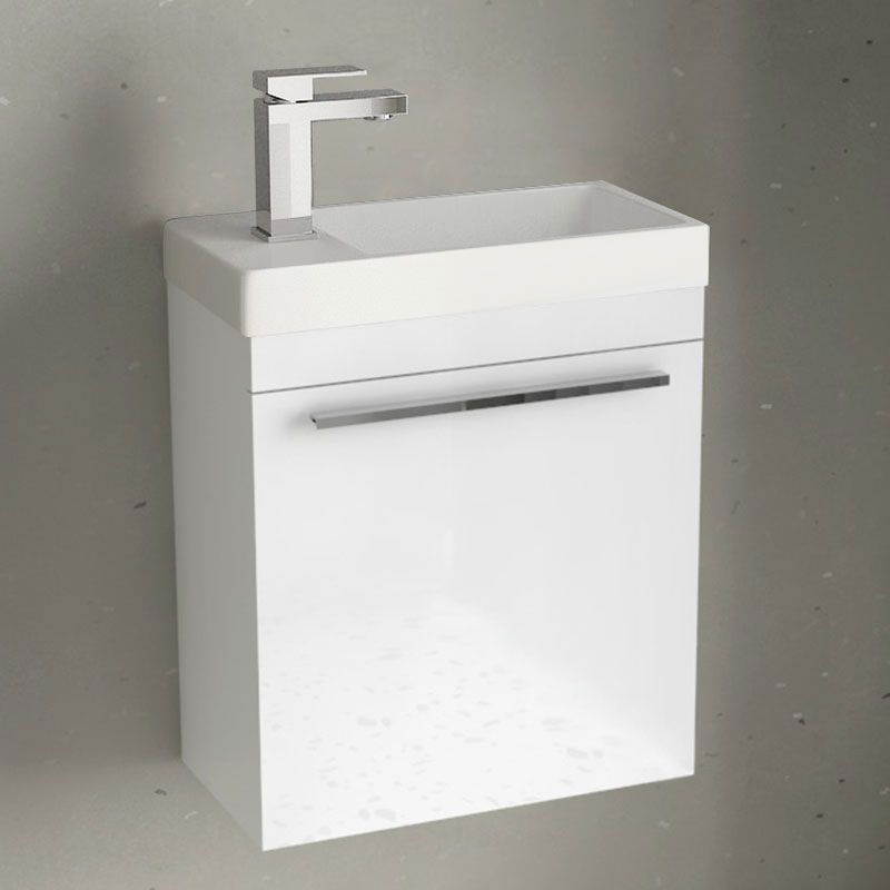 Meuble lave-mains blanc et vasque en résine mate , 44cm, Mini