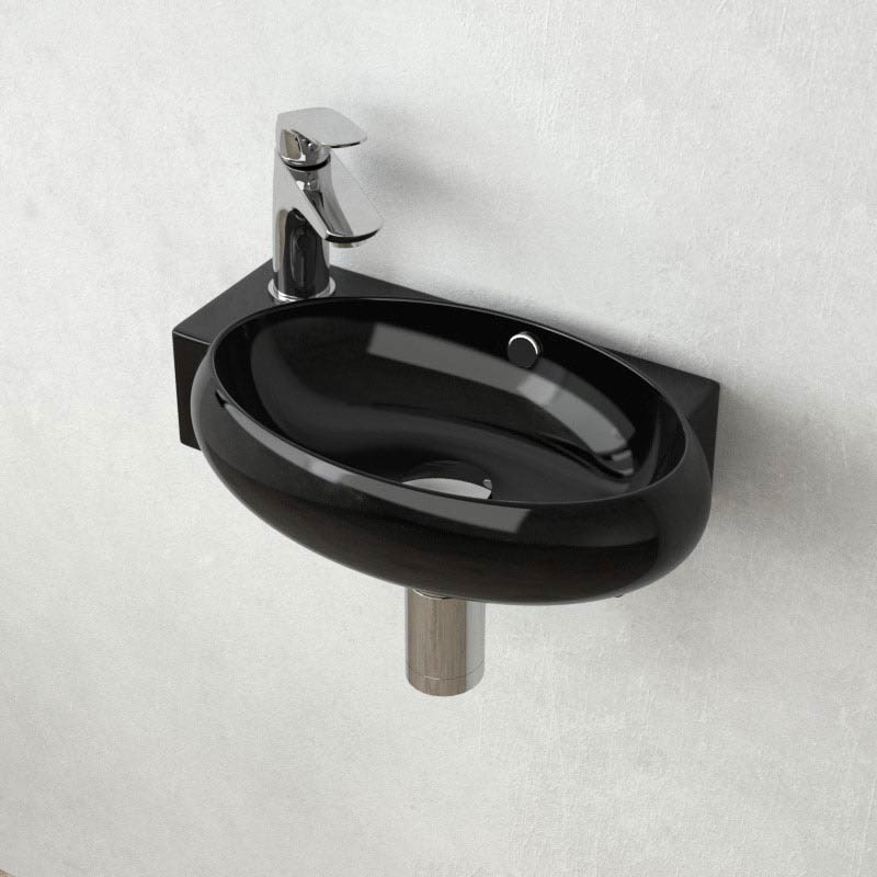 Lave-mains noir droite ou gauche, 42,5x26,5 cm, Pure