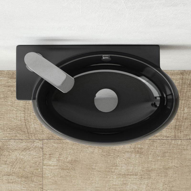 Lave-mains noir droite ou gauche, 42,5x26,5 cm, Pure