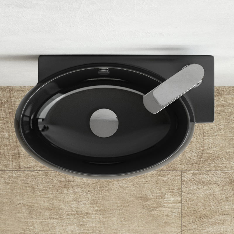 Lave-mains noir droite ou gauche, 42,5x26,5 cm, Pure