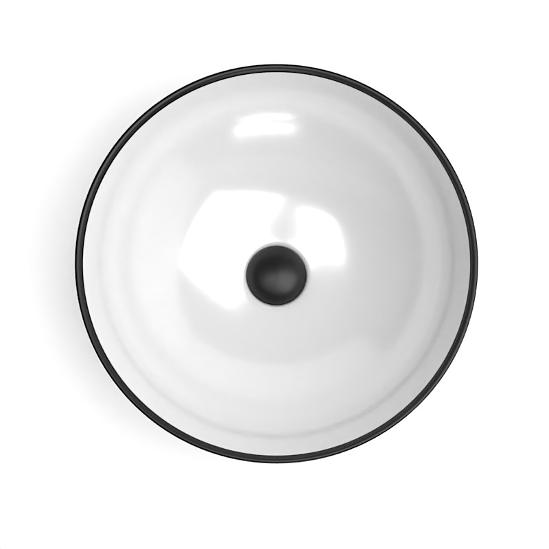 Vasque à poser Ø41,5 cm céramique, Blanc avec liseré noir, Line