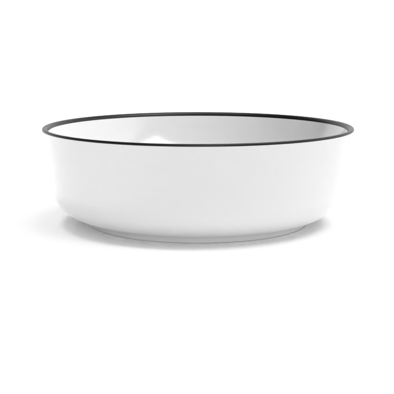 Vasque à poser Ø41,5 cm céramique, Blanc avec liseré noir, Line