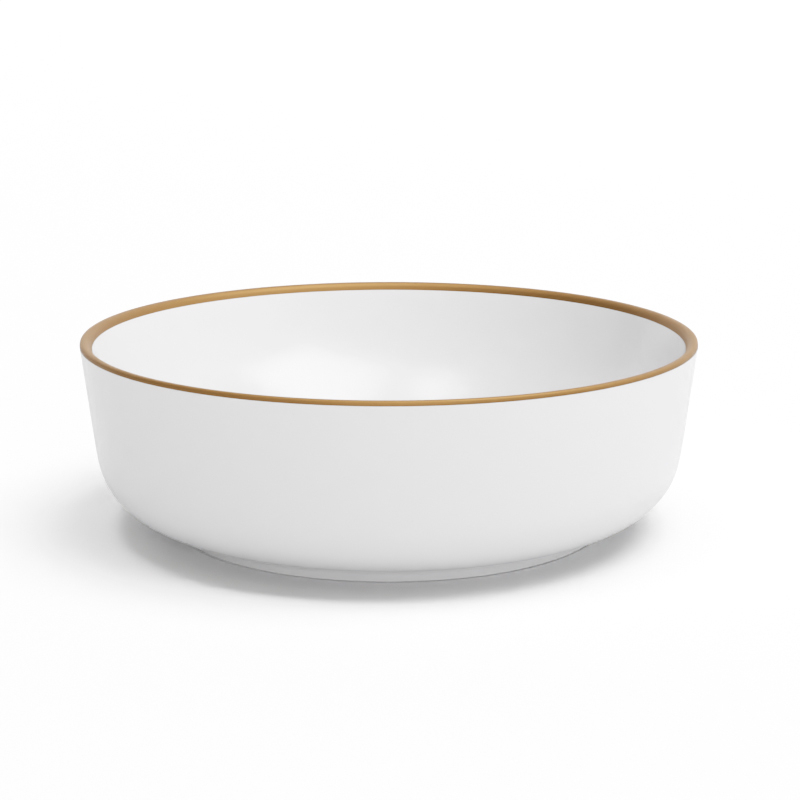 Vasque à poser, Ø41,5 cm, Blanc mat + Fil doré mat, Line