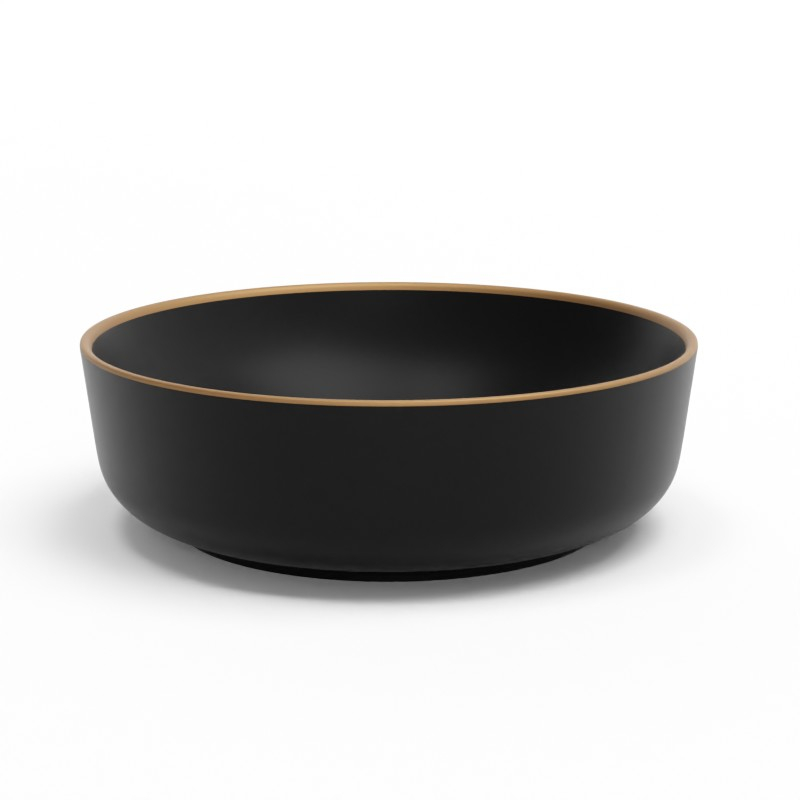 Vasque à poser, Ø41,5 cm, Noir mat + Fil doré mat, Line