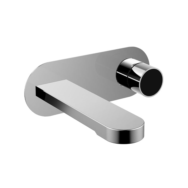 Manette pour mitigeur encastré Flow Round, Chrome insert verre noir
