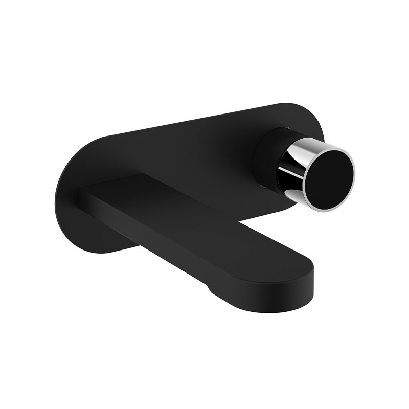 Manette pour mitigeur encastré Flow Round, Chrome insert verre noir