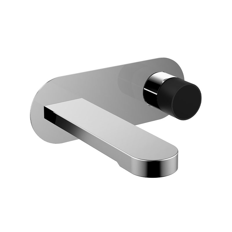 Manette pour mitigeur encastré Flow Round, Noir mat insert verre noir