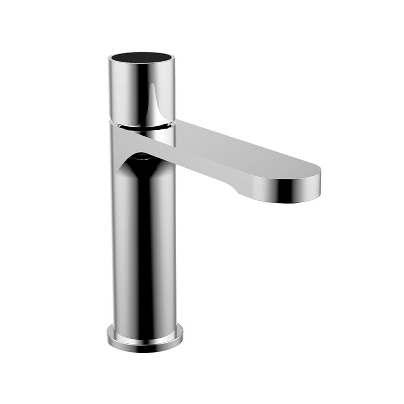 Manette pour mitigeur lavabo Flow Round, Chrome insert verre noir
