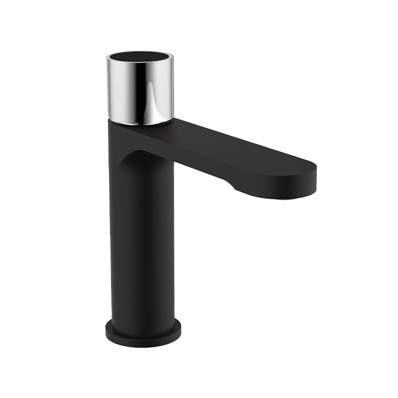 Manette pour mitigeur lavabo Flow Round, Chrome insert verre noir