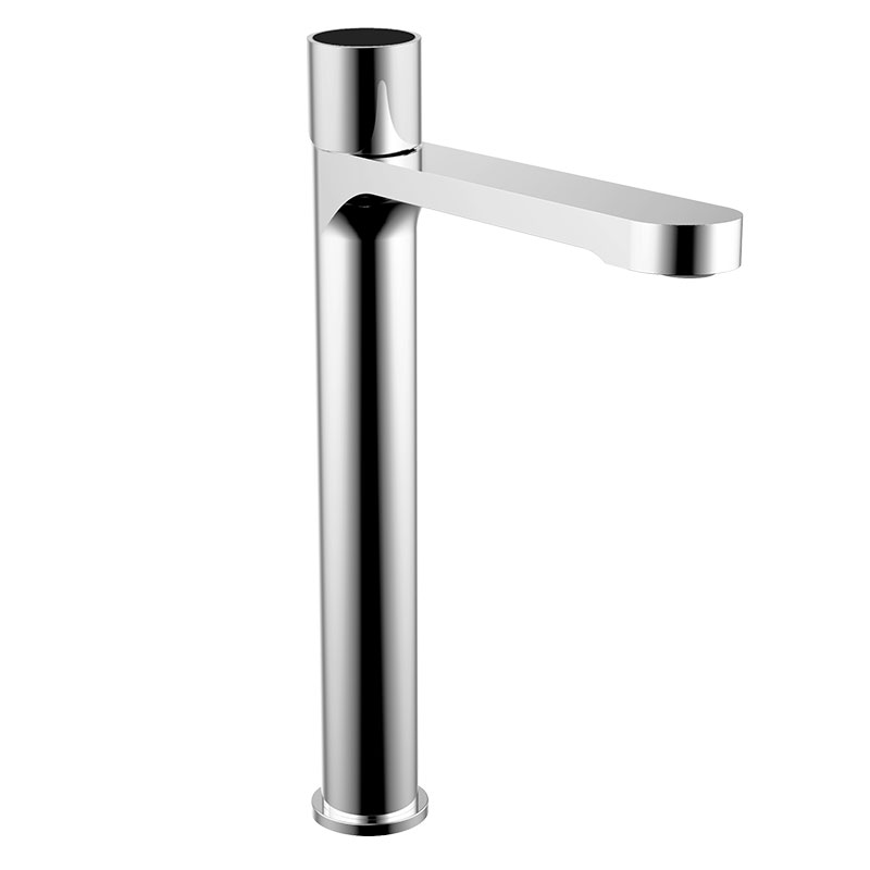 Manette pour mitigeur lavabo Flow Round, Chrome insert verre noir