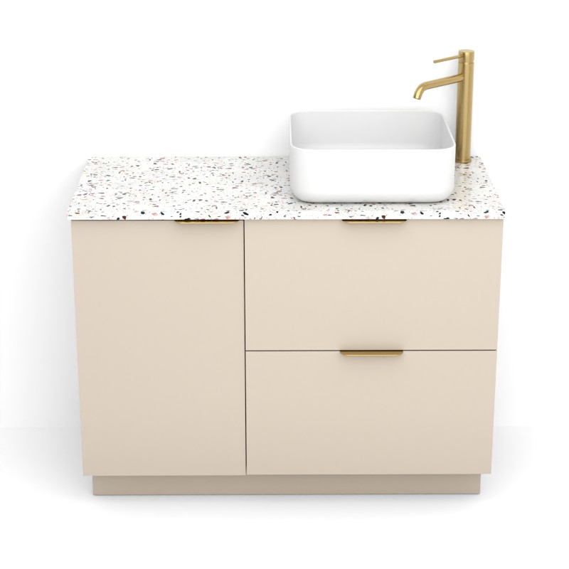 Meuble avec plan Terrazzo, 100 cm, Meuble Biscuit et Plan Terrazzo Roman pink white