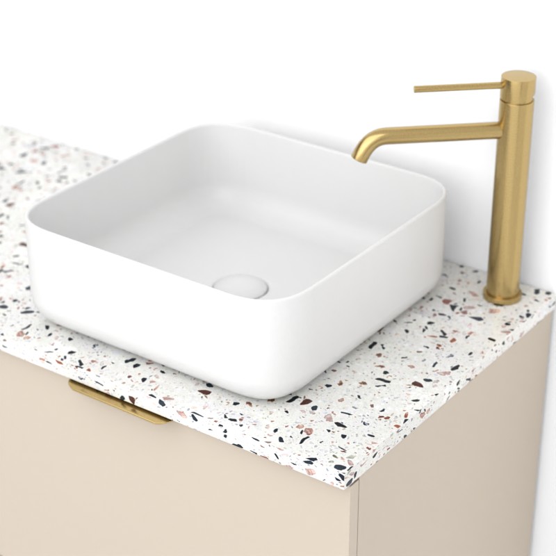 Meuble avec plan Terrazzo, 100 cm, Meuble Biscuit et Plan Terrazzo Roman pink white
