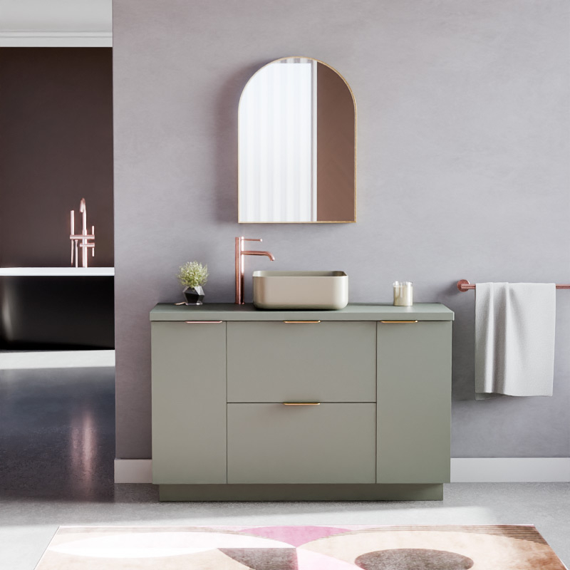 Meuble 120 cm Vert argile, 2 tiroirs et 2 portes Alma