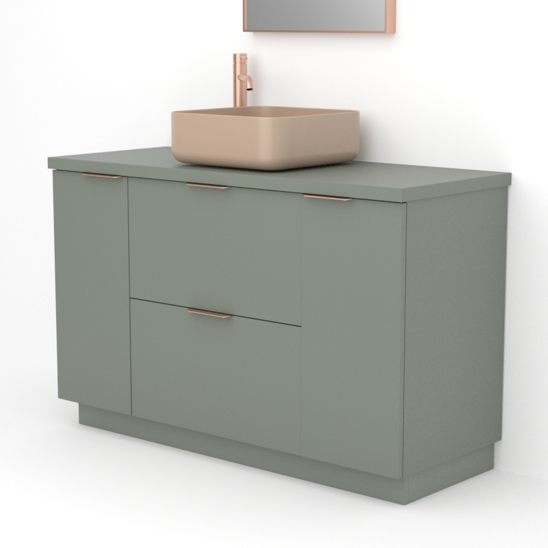 Meuble 120 cm Vert argile, 2 tiroirs et 2 portes Alma