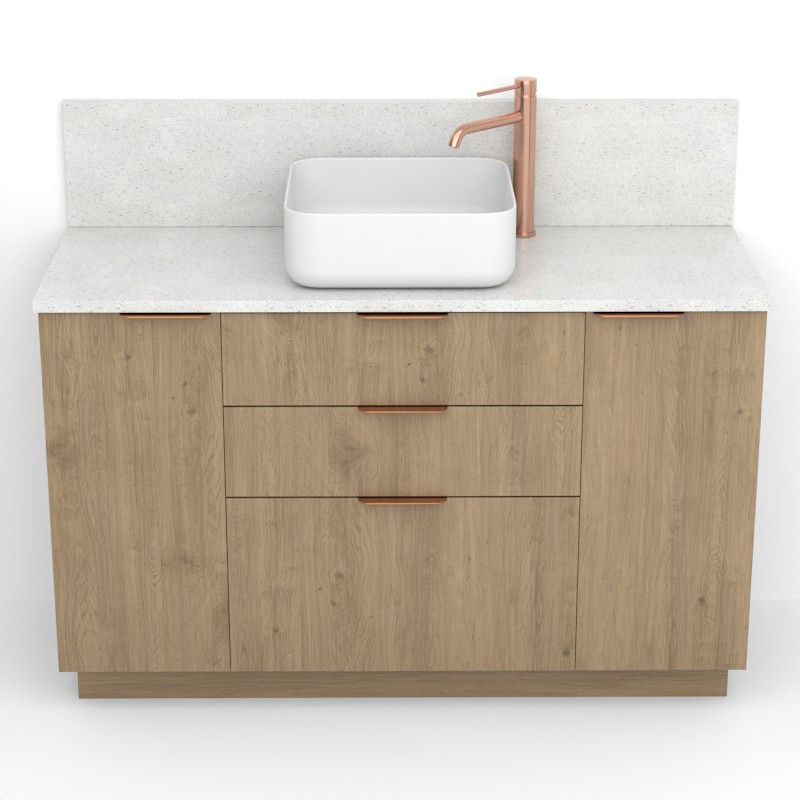Meuble avec plan Terrazzo, 120 cm, Meuble Chêne et Plan Terrazzo Byron white, Alma