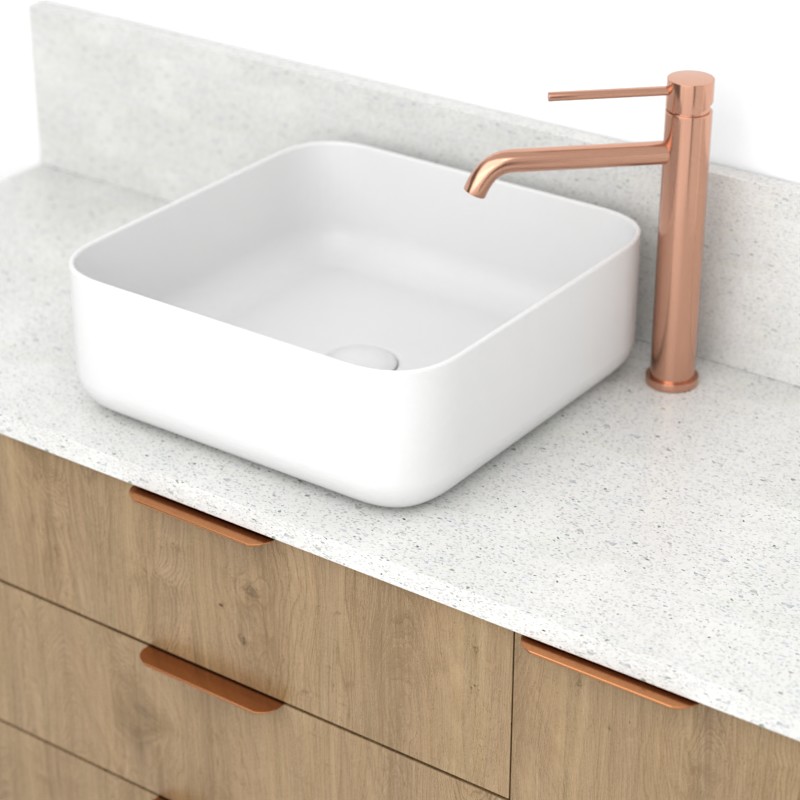 Meuble avec plan Terrazzo, 120 cm, Meuble Chêne et Plan Terrazzo Byron white, Alma