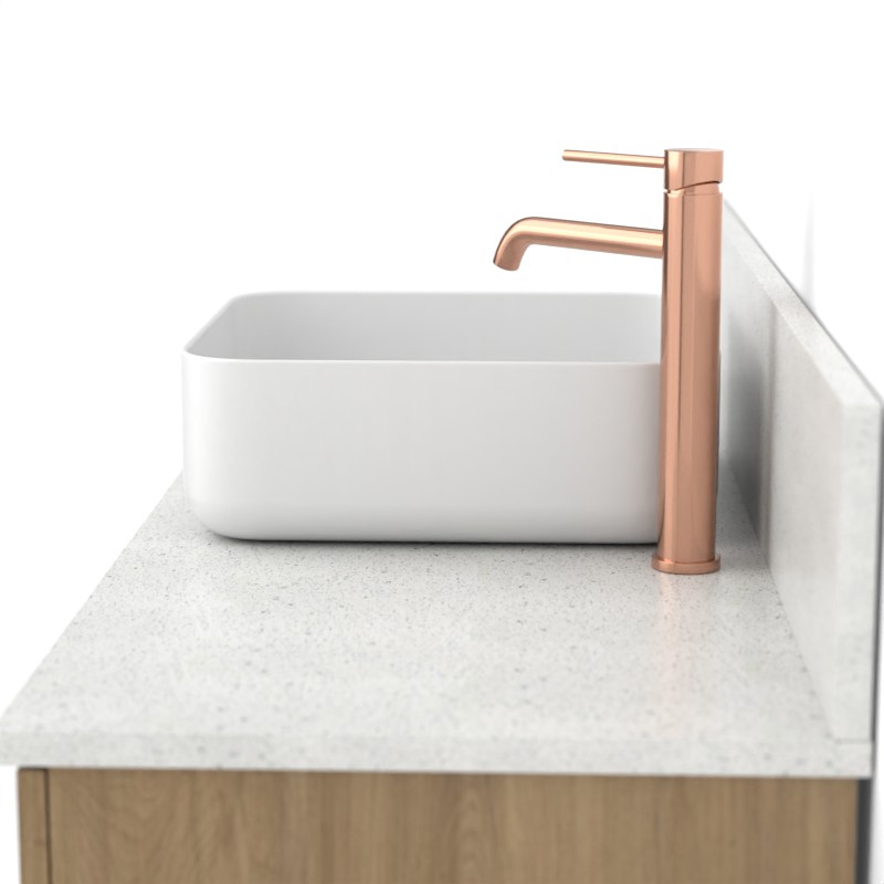 Meuble avec plan Terrazzo, 120 cm, Meuble Chêne et Plan Terrazzo Byron white, Alma